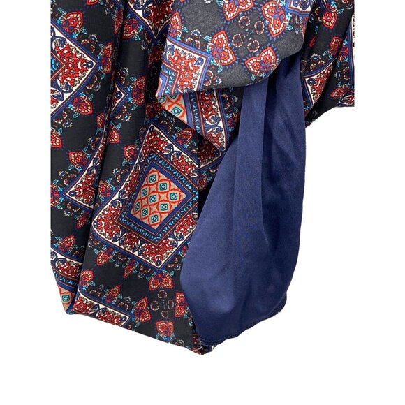 Gibiu Shift Black Geometric Dress Keyhole 3/4 Sleeves‎ Medium Boho 70’s Retro - Picture 6 of 7